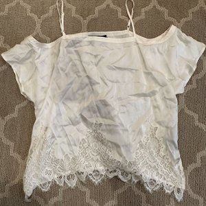 The Kooples Silk/Lace Off The Shoulder Top